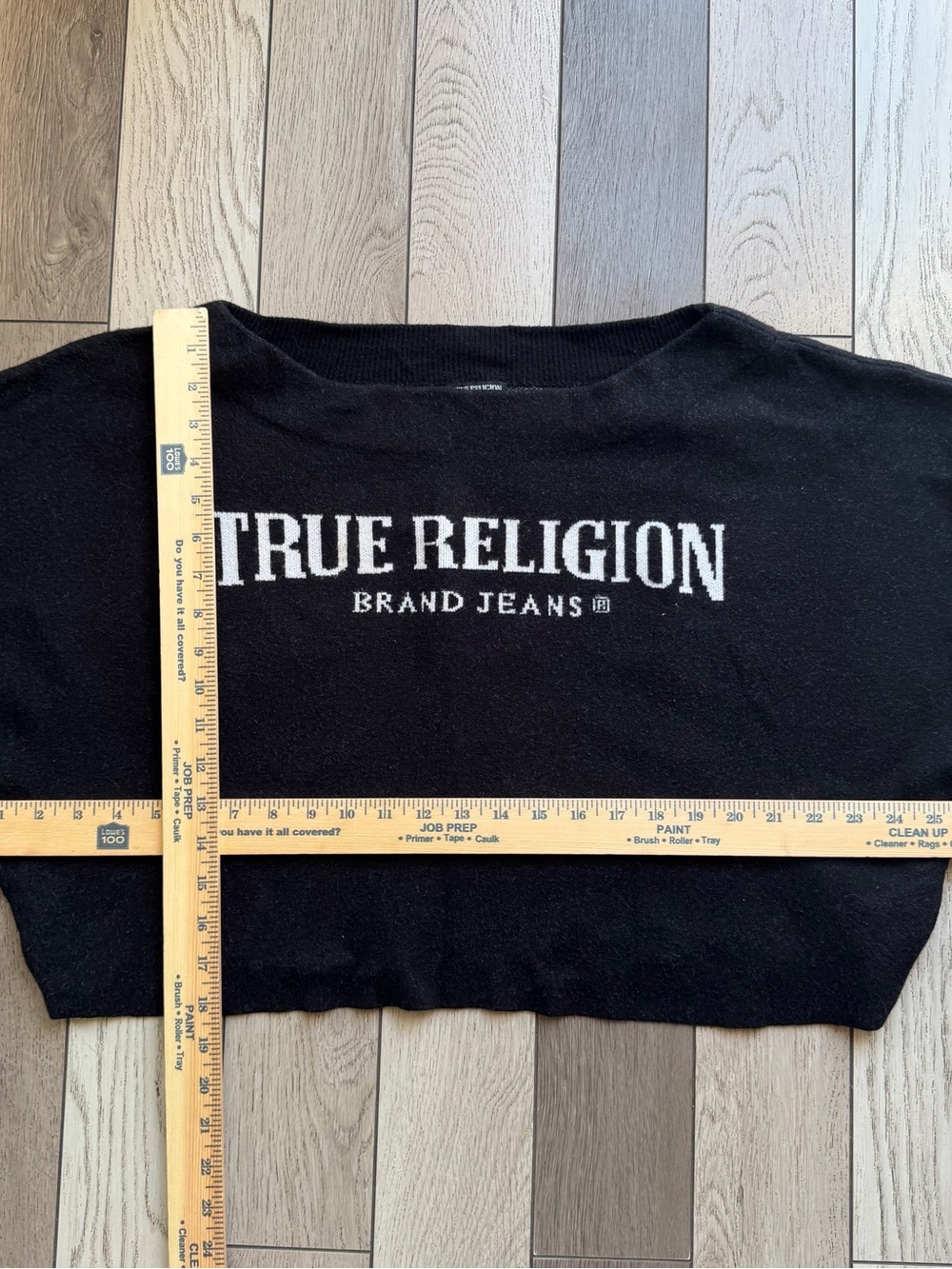 True Religion Black Logo Cropped Sweatshirt XL - Picture 4 of 5